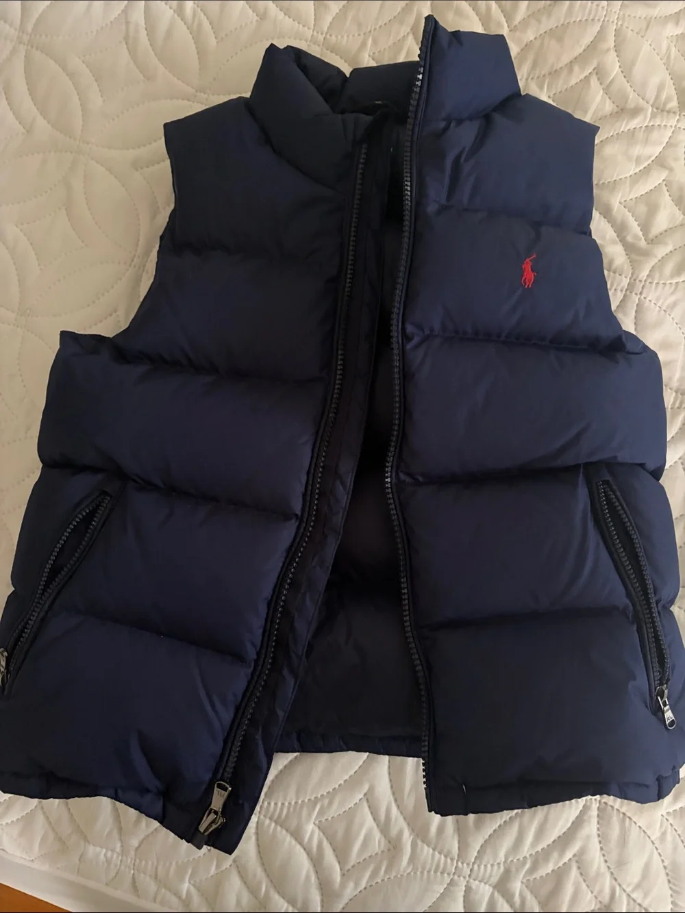 Ralph Lauren Navy Down Puffer Vest with Red Pony